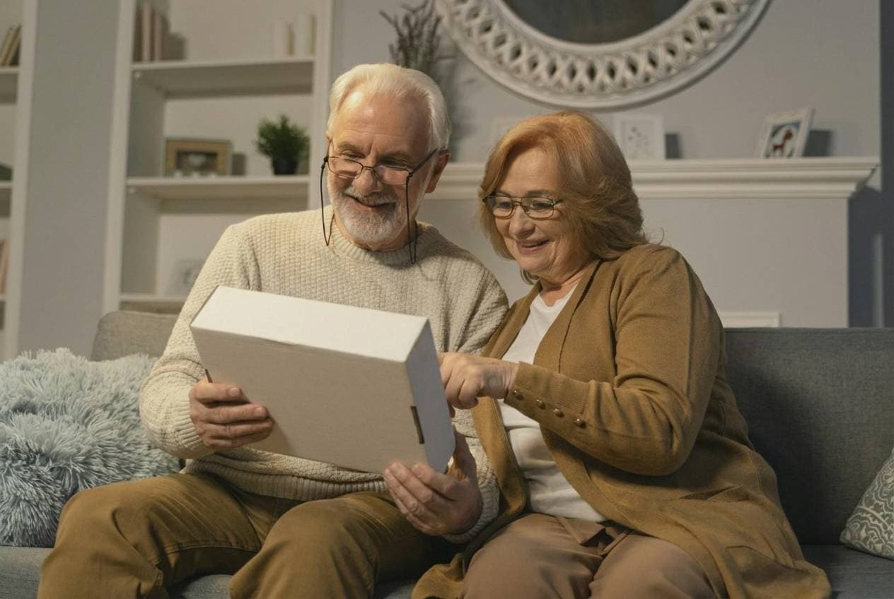 A couple opening a personalized Jigsaw Love puzzle box